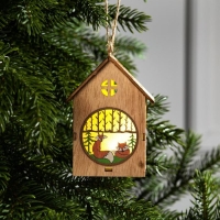 Ёлочная игрушка &laquo;Домик с лисой&raquo;, от батареек, свечение тёплое белое