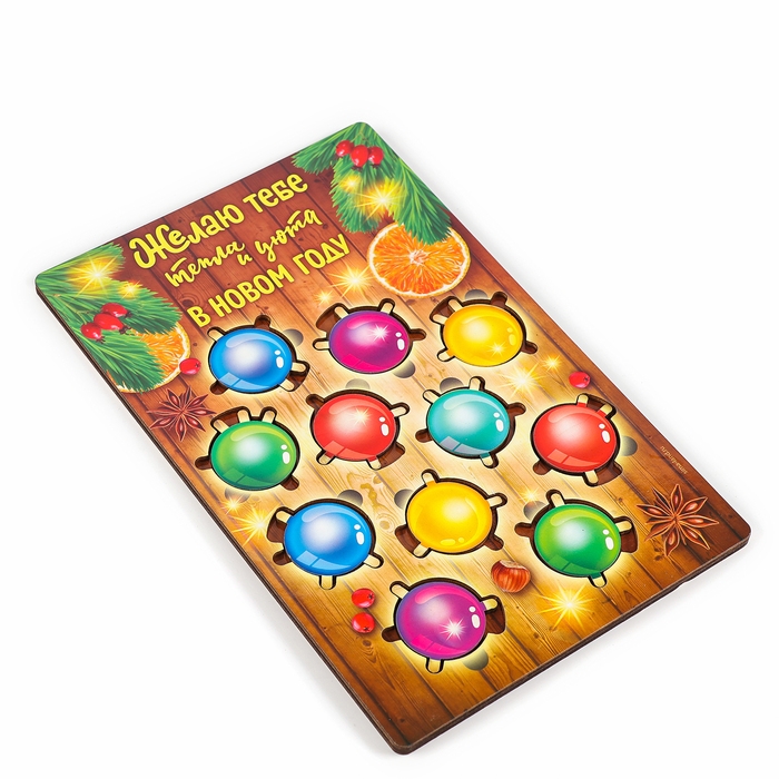 Новогодняя деревянная головоломка для детей &laquo;Новый год! Цветная гирлянда&raquo;, 21 х 15 см