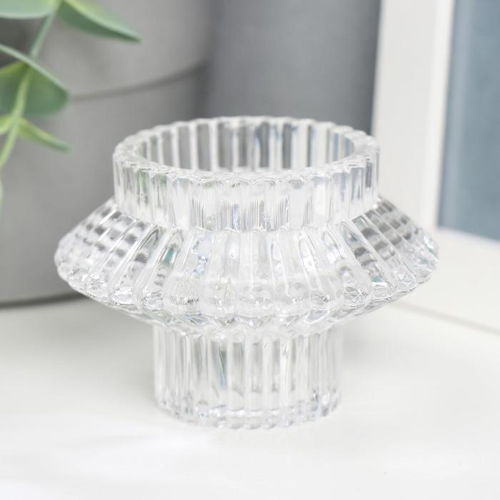 Подсвечник стекло на 1 свечу двусторонний Подсвечник стекло на 1 свечу двусторонний "Юбочка" прозрачный 5,3х7,5х7,5 см