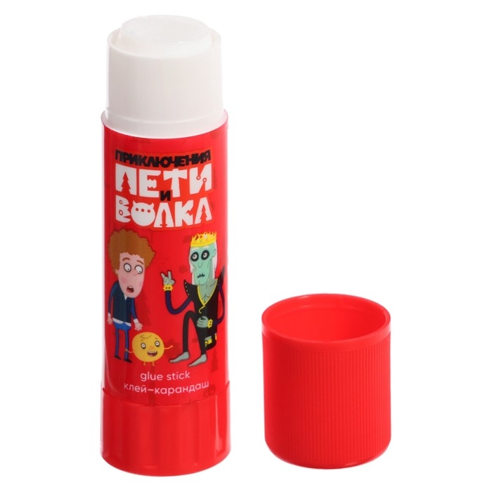 Клей-карандаш 13г ErichKrause EasyStick "Приключения Пети и Волка" PVP, экономичный расход, микс