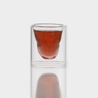 Стопка - шот стеклянный с двойными стенками &laquo;Череп&raquo;, 35 мл, 4,5&times;5,2 см