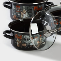 Набор эмалированных кастрюль &laquo;Бергамо&raquo;, 3 предмета: 1.5 л, 2.3 л, 3 л, индукция