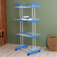 Сушилка для белья напольная трёхуровневая Доляна, 75(126)&times;64&times;170 см, рабочая длина 16 м, на колёсах