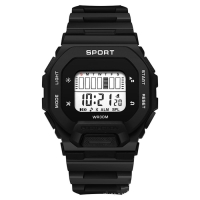 Часы наручные электронные, d-4.5 см, с будильником, черные Часы наручные электронные, d-4.5 см, с будильником, черные