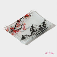 Набор для суши из стекла Доляна «Рассвет в горах», 3 предмета: соусники 8×2 см, 8×6 см, подставка 25×15×2 см Набор для суши из стекла Доляна «Рассвет в горах», 3 предмета: соусники 8×2 см, 8×6 см, подставка 25×15×2 см