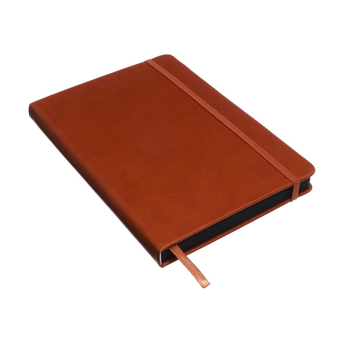 Ежедневник недатированный A5, 140л, клетка, кожзам, на резинке, черный срез, Коричневый Ежедневник недатированный A5, 140л, клетка, кожзам, на резинке, черный срез, Коричневый