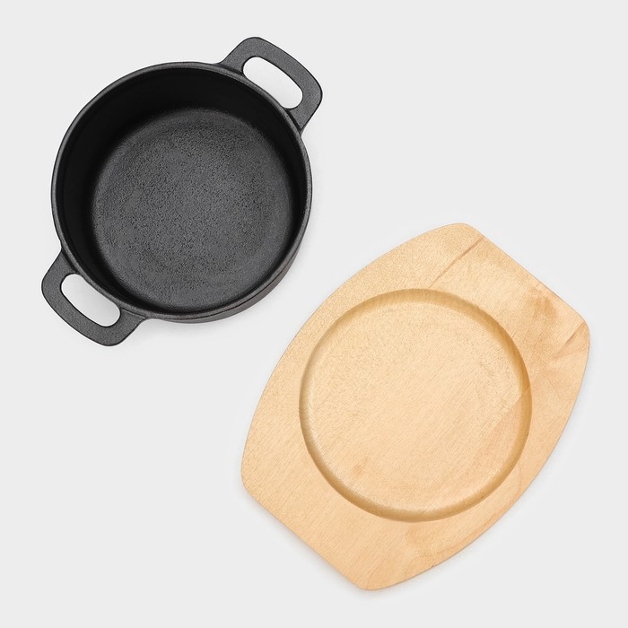 Кастрюля чугунная с крышкой Magma &laquo;Хотан&raquo;, 750 мл, 18,6&times;14&times;7 см, индукция, цвет чёрный