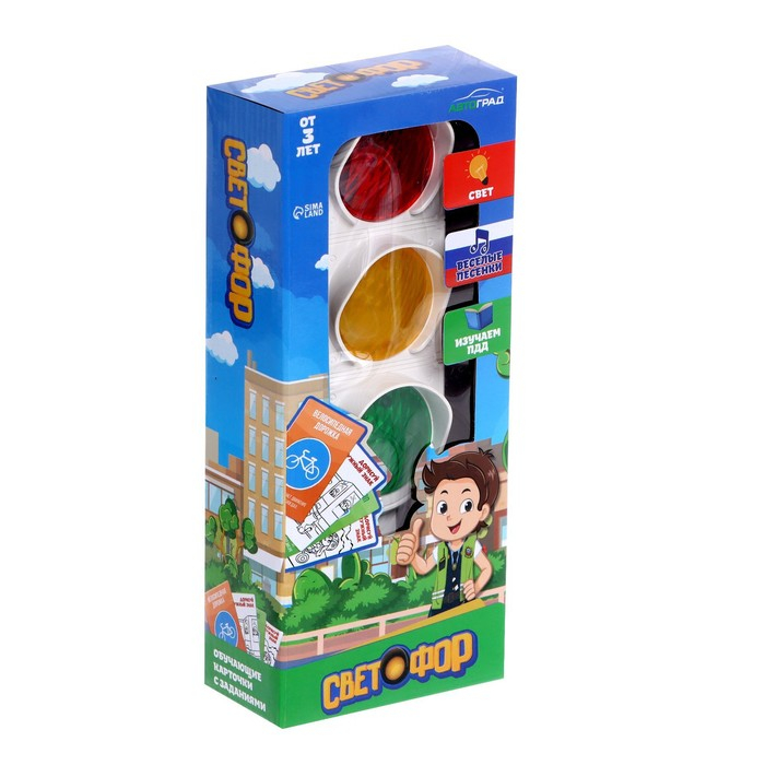 Светофор «Большая дорога», обучающие карточки, русский чип, свет, звук Светофор «Большая дорога», обучающие карточки, русский чип, свет, звук