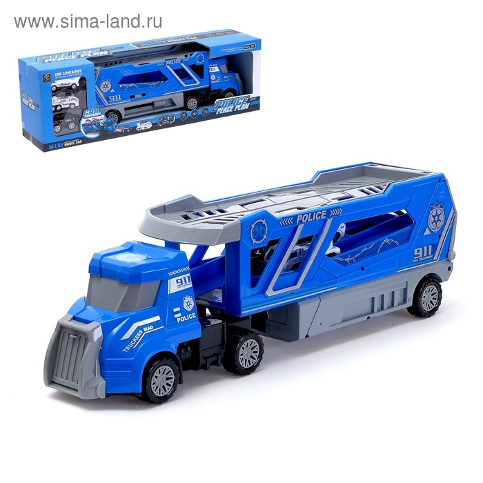 Грузовик инерционный «Полицейский автовоз» с 3 машинами Грузовик инерционный «Полицейский автовоз» с 3 машинами