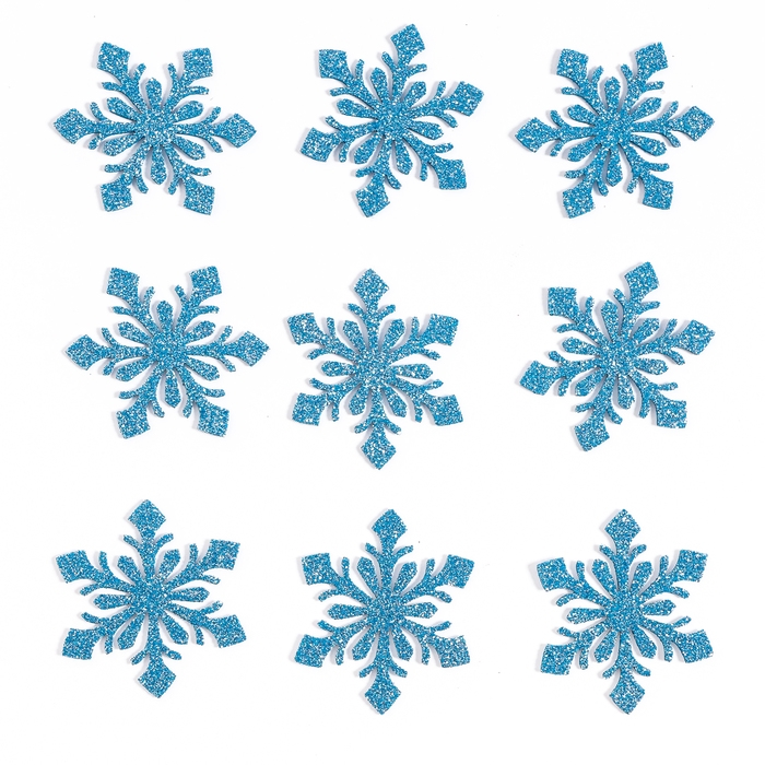 Новый год! Декор &laquo;Снежинки&raquo;, набор 9 шт., цвет голубой