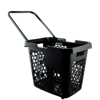 Корзина-тележка пластиковая 80 л, с 1 пластиковой ручкой, цвет чёрный