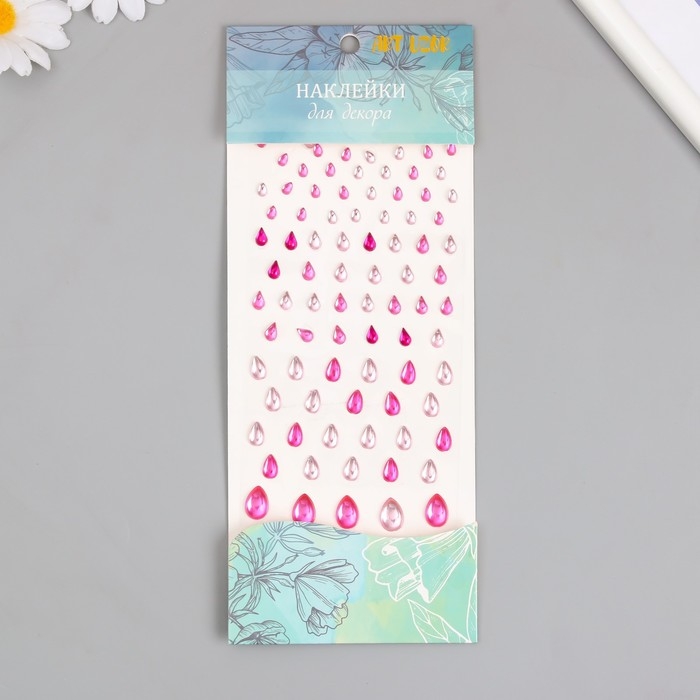 Наклейка пластик стразы Наклейка пластик стразы "Капельки разных размеров" МИКС 9х16,5 см