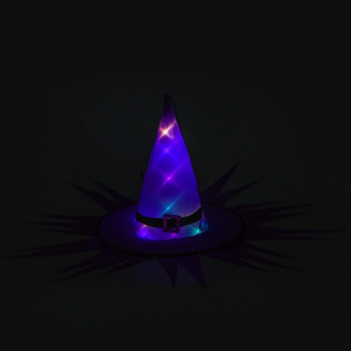Карнавальная шляпа «Хеллоуин» с диодами, фиолетовый Карнавальная шляпа «Хеллоуин» с диодами, фиолетовый