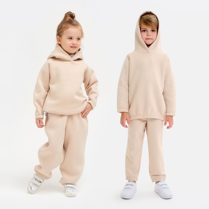 Худи детское MINAKU: Basic Line KIDS цвет бежевый, рост 128