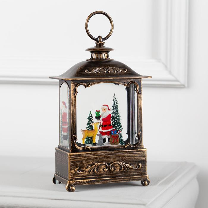 Светодиодная фигура &laquo;Дед Мороз и оленёнок&raquo; 14.5 &times; 22 &times; 8 см, металл, батарейки ААх3 (не в комплекте), USB, свечение тёплое белое