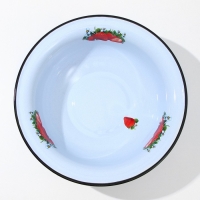 Таз эмалированный «Клубника садовая», 7 л, 38,5×12 см, индукция, цвет серо-голубой Таз эмалированный «Клубника садовая», 7 л, 38,5×12 см, индукция, цвет серо-голубой