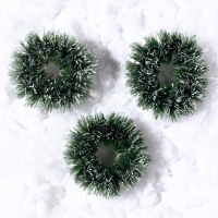 Декор &laquo;Новогодний венок&raquo;, набор 3 шт., размер 1 шт. &mdash; 3 см, цвет тёмно-зелёный
