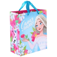 Пакет подарочный "Самая милая" 23х27х11.5 см, упаковка, Холодное сердце Пакет подарочный "Самая милая" 23х27х11.5 см, упаковка, Холодное сердце