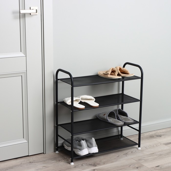 Обувница металлическая LaDо́m, 4 яруса, 60&times;27&times;64 см, цвет чёрный