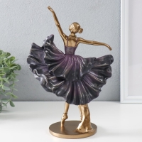 Сувенир полистоун "Балерина в фиолетовом платье с рюшами" бронза 20,5х11,5х29,5 см