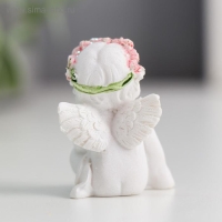 Сувенир полистоун "Ангелочек в розовом веночке" МИКС 5х3,5х3 см