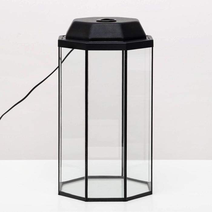 Аквариум "Восьмигранный" с крышкой, 24 литра, 25 х 25 х 46/50 см, чёрный