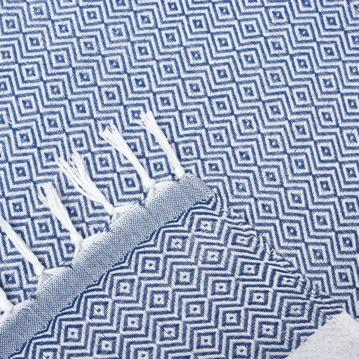 Плед Этель East 100*180см , цв.синий, 80%хлопок, 20% п/э