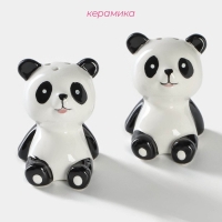 Набор для специй Доляна &laquo;Панда&raquo;, 2 предмета: солонка 40 мл, перечница 40 мл, цвет белый и чёрный