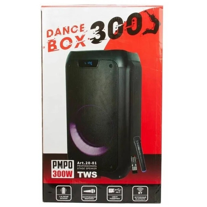 Портативная караоке система ELTRONIC DANCE BOX 300 (20-01), 30 Вт, TWS, AUX, USB,BT,черная