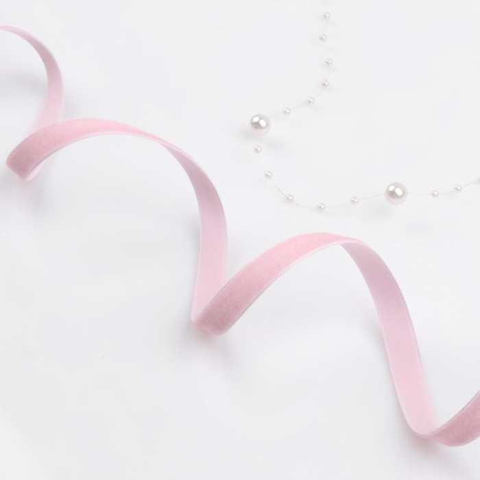 Лента бархатная, 10 мм, 18 ± 1 м, цвет розовый №08 Лента бархатная, 10 мм, 18 ± 1 м, цвет розовый №08