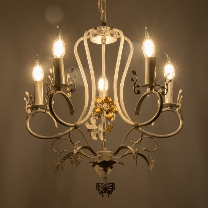 Люстра Люстра "Сандра" 5xE14 40Вт белый с золотой патиной 51х51х52-110 см BayerLux