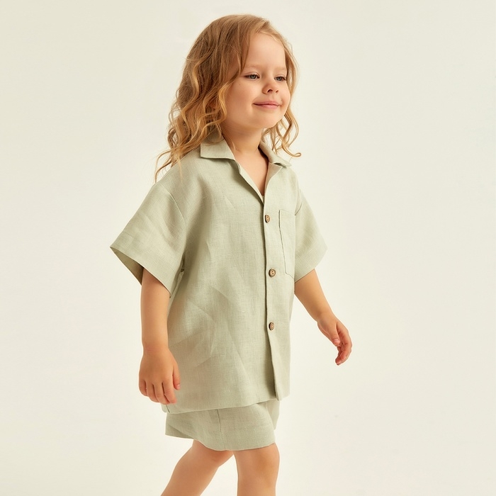 Костюм детский домашний (рубашка и шорты) SL HOME р 36 (134-140), светло-зеленый