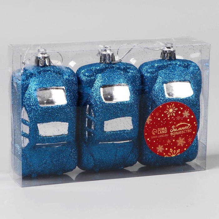 Набор украшений пластик 3 шт "Машинки" 9х3,5 см, синий