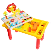 Конструктор винтовой «Обучающая мозаика», 4 в 1, стол+стул, с электрическим шуруповёртом Конструктор винтовой «Обучающая мозаика», 4 в 1, стол+стул, с электрическим шуруповёртом