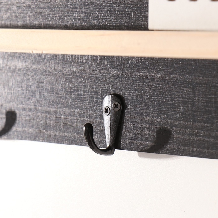 Крючки декоративные дерево с полочкой "Домики и деревья" чёрный 5х39,5х18 см