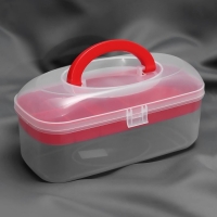 Контейнер для хранения мелочей, 7 отделений, 27,8 &times; 12 &times; 13 см, цвет прозрачный/красный