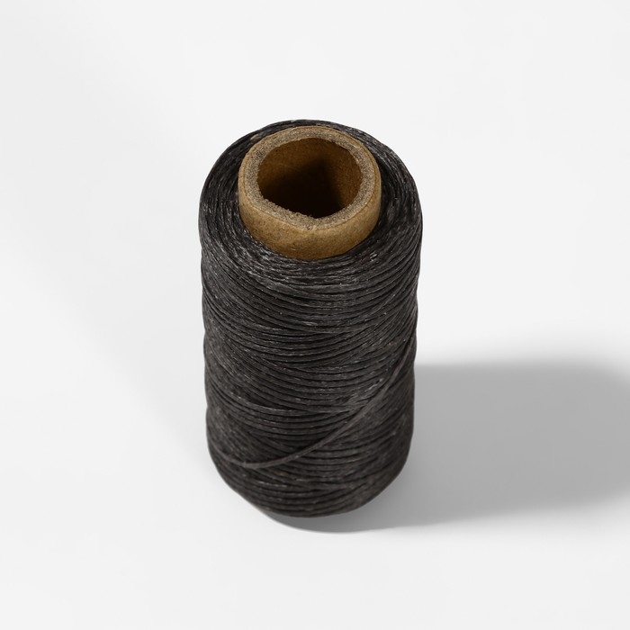 Нитки вощёные, плоские, 150D/16, 0,8 мм, 50 &plusmn; 2 м, цвет тёмно-серый