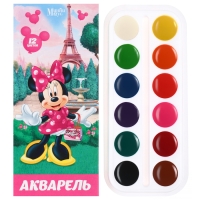 Акварель медовая &laquo;Минни Маус&raquo;, 12 цветов, в картонной коробке, без кисти
