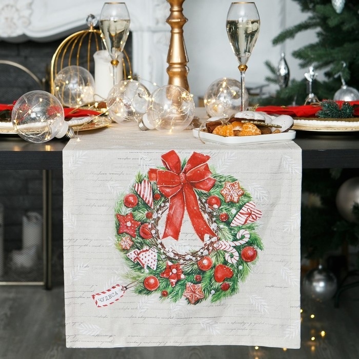 Новый год.Дорожка на стол "Этель" Новогоднее настроение 40х147 см, 100% хл, саржа 190 гр/м2