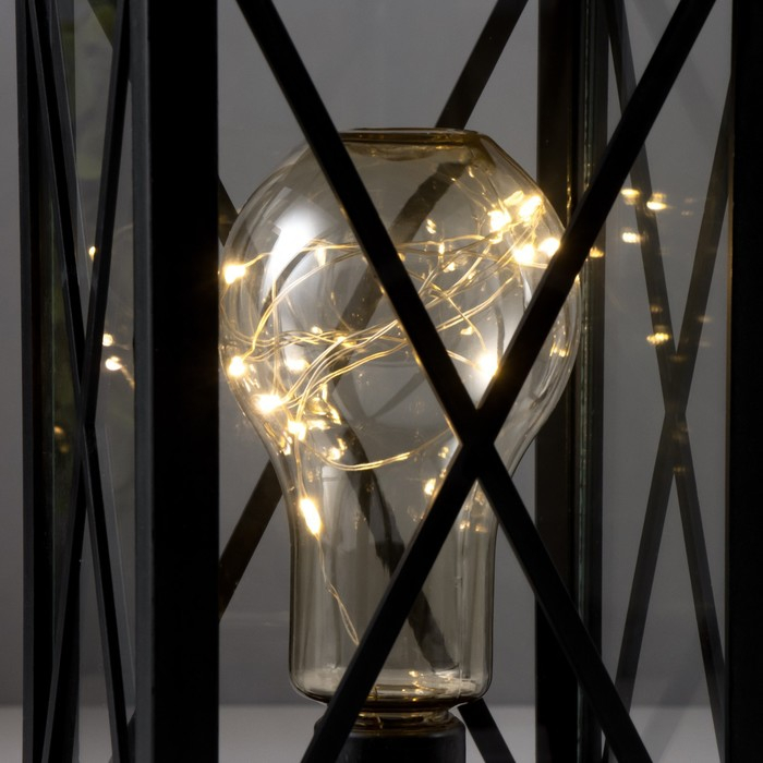 Ночник Ночник "Фонарь с лампой" чёрная от батареек 3ААА 35х13,5х13,5 см