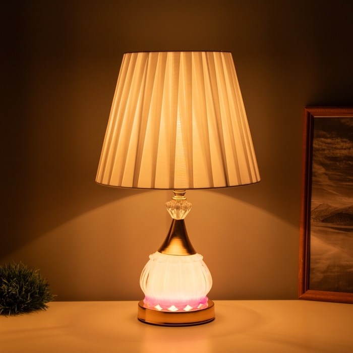Лампа настольная Лампа настольная "Ева" 1х40Вт Е27 1х4Вт LED золото/розовый 25х25х42см