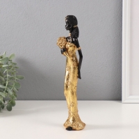Сувенир полистоун "Африканка Зэмба в золотом платье, с букетом" 5х6х26 см
