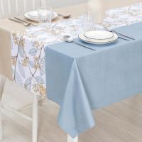 Клеёнка на стол &laquo;Рамен&raquo;, на тканевой основе, ширина 137 см, рулон 20 м, толщина 0,25 мм, цвет голубой
