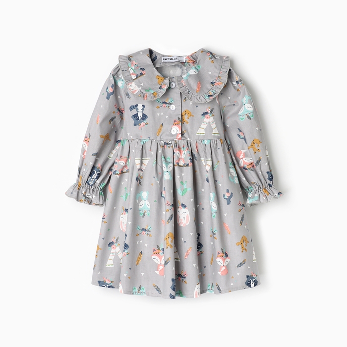Платье детское с воротником KAFTAN "Зверята" р.34 (122-128 см)