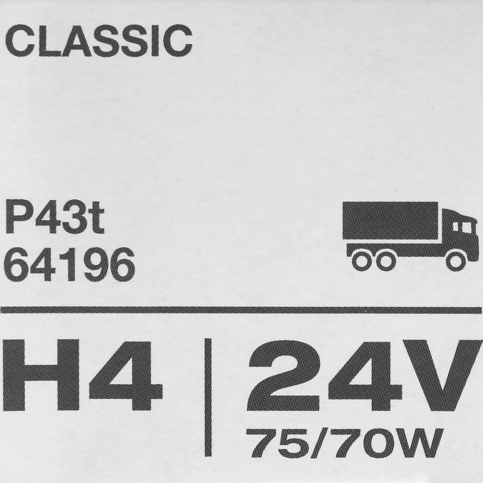 Лампа автомобильная Osram, H4 P43t, 24 В, 75/70 Вт Лампа автомобильная Osram, H4 P43t, 24 В, 75/70 Вт