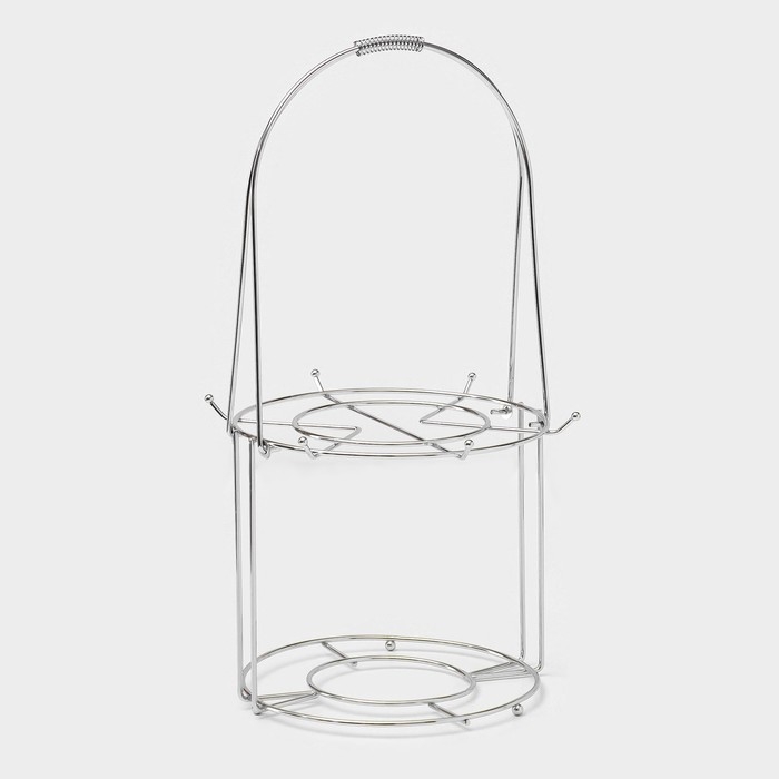 Сервиз керамический чайный на металлической подставке Доляна &laquo;Томная роза&raquo;, 13 предметов: 6 чашек 230 мл, 6 блюдец d=14,2 см, чайник 1 л, цвет белый