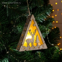 Ёлочная игрушка &laquo;Олень и ёлка&raquo;, от батареек, свечение тёплое белое