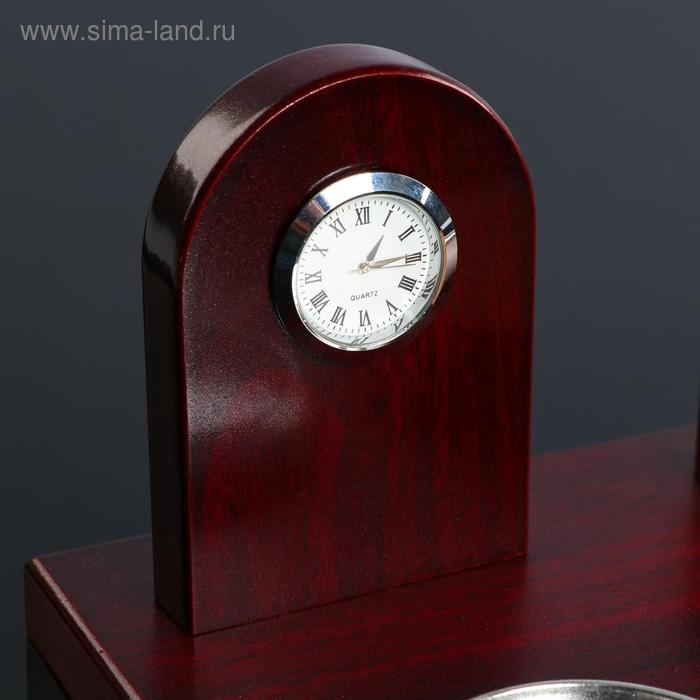 Набор настольный 6в1 с визитницей и часами, красное дерево Набор настольный 6в1 с визитницей и часами, красное дерево