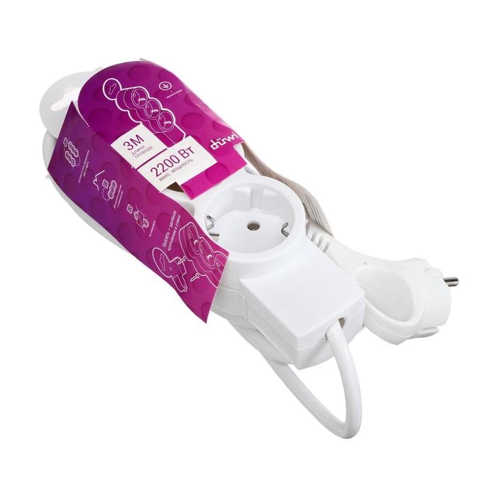 Удлинитель Duwi, 3 розетки, 3 м, 10 А, 2200 Вт, ПВС 3х0.75 мм2, с з/к, белый Удлинитель Duwi, 3 розетки, 3 м, 10 А, 2200 Вт, ПВС 3х0.75 мм2, с з/к, белый