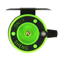 Катушка инерционная, металл пластик, диаметр 5 см, направляющая лески, черно-салатовый, 601D Катушка инерционная, металл пластик, диаметр 5 см, направляющая лески, черно-салатовый, 601D